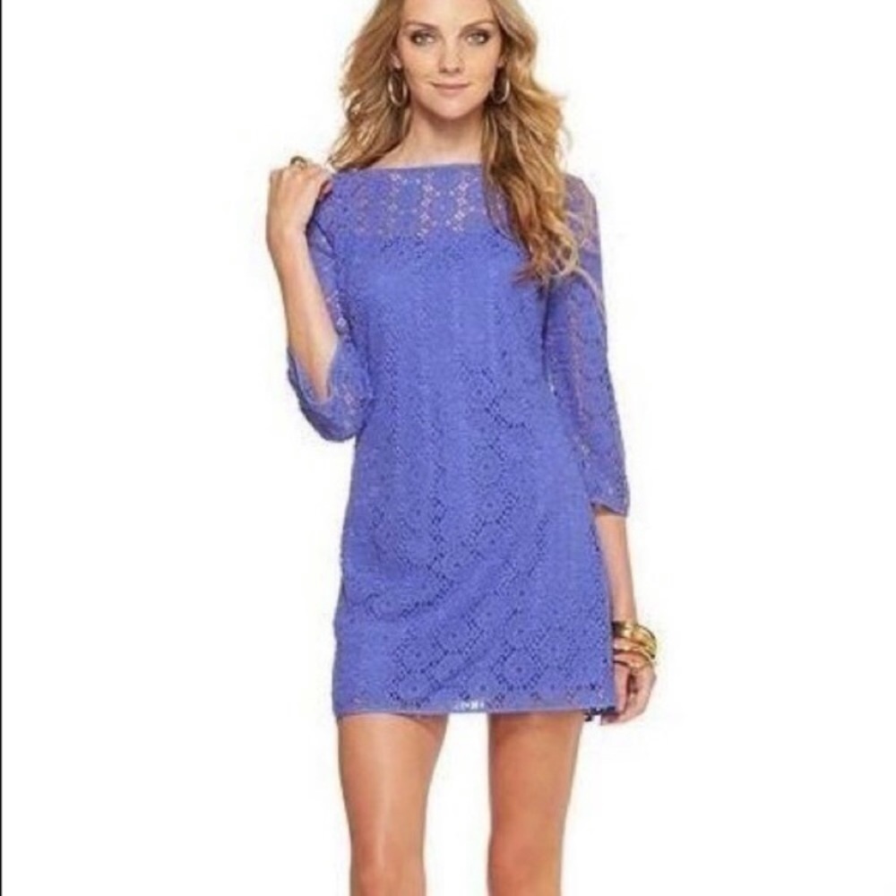 Lilly Pulitzer Iris Blue Topanga Breakers Lace Mini Dress Size Medium